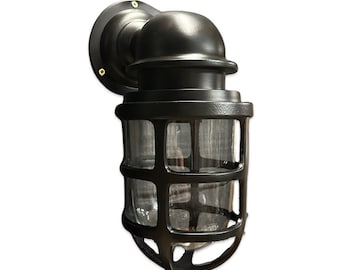 Keswick ~ Bulkhead Outdoor & Bathroom Sconce Wall Light Solid Black Finish | 7 Inch