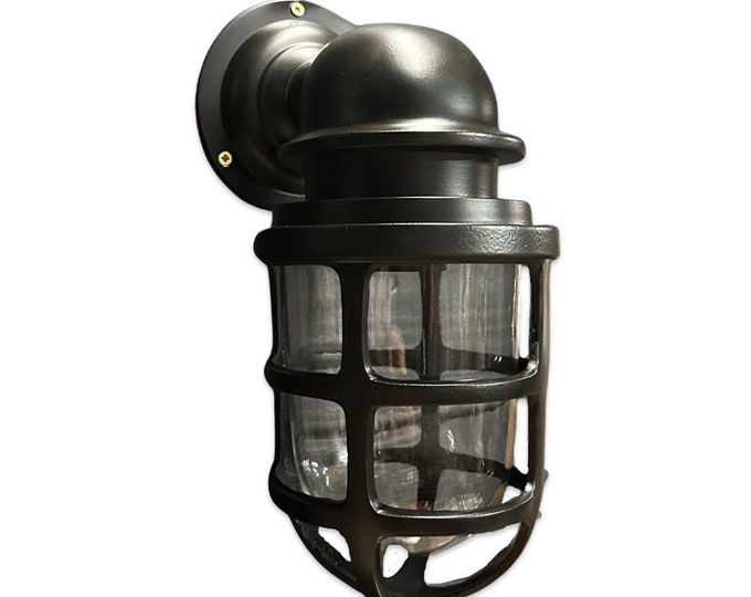 Keswick ~ Bulkhead Outdoor & Bathroom Sconce Wall Light Solid Black Finish | 7 Inch