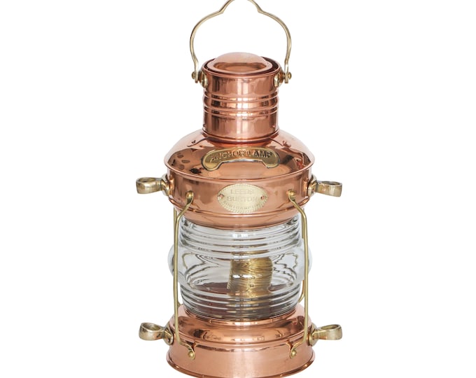 Solid Copper & Brass Anchor Table Lamp Maritime Ship Lantern Boat Light