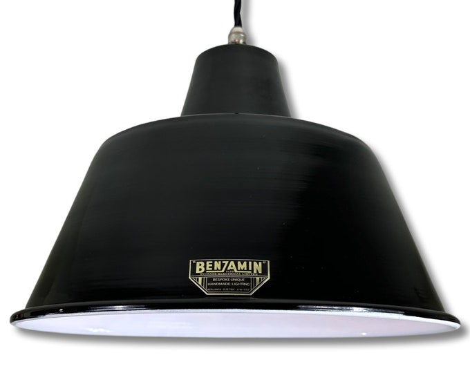 Pentney ~ Midnight Black Industrial factory shade ceiling light