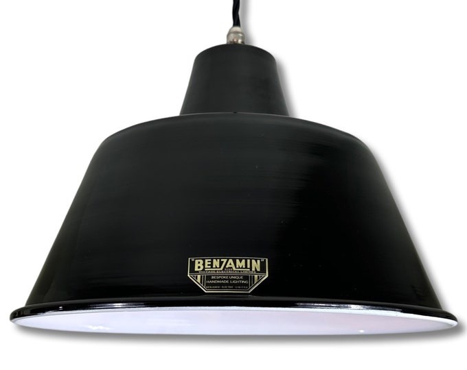 Pentney ~ Midnight Black Industrial factory shade light ceiling