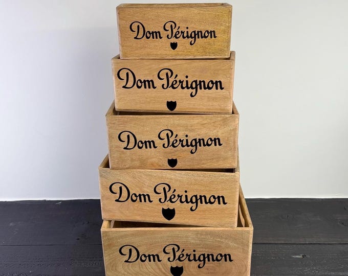 Dom Perignon Storage Wooden Champagne Crates Natural Finish