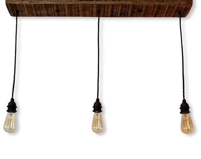 Solid Mango Wooden Track Light Rectangular 3 Outlet Ceiling Rose Industrial