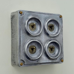 4 Gang 2 Way Solid Cast Metal Conduit Light Switch Industrial - Vintage Crabtree Style