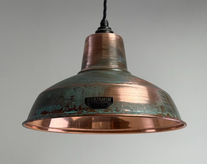 Filby - Solid Copper Verdigris Patina RLM Reflector Shade Pendant Set Light | 12.5 Inch