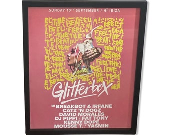 Glitterbox ~ Genuine Hi Ibiza Framed Dj Artwork | A3 Luxury Black Frame