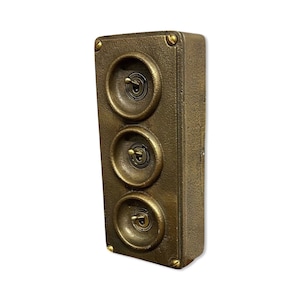 3 Gang Solid Cast Bronze Metal Conduit Light Switch Industrial 2 Way - BS EN Approved Vintage Crabtree 1950’s Style