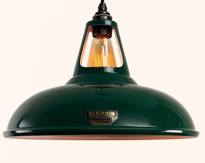 Cawston XL Racing Green Coolicon Lampshade Pendant Light - 14 Inch