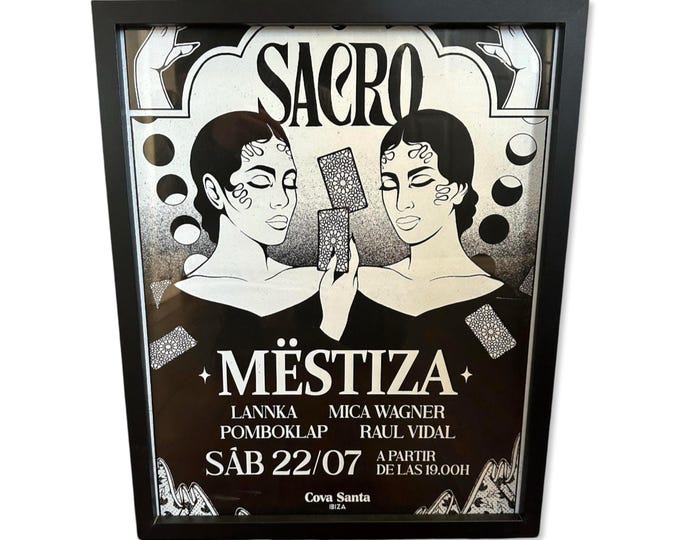 Sacro by Mëstiza ~ Cova Santa Framed Dj Artwork | Luxury Black Frame