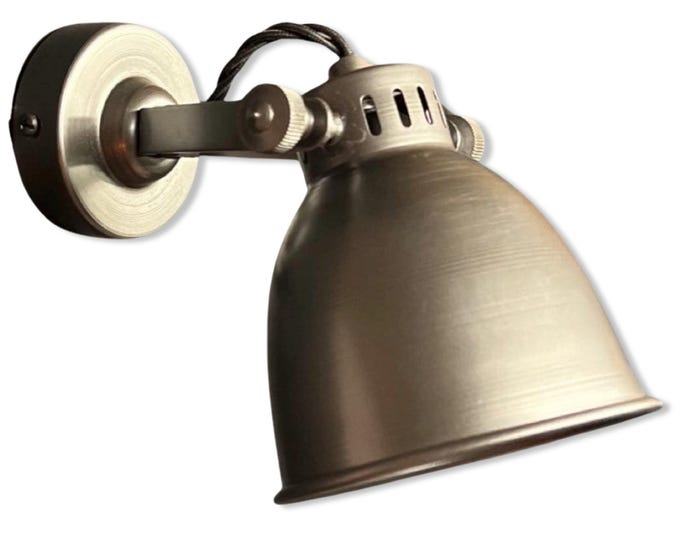Colby ~ Solid Pewter Grey Steel Short Adjustable Arm Industrial Wall Light | Spot light | Bedroom Reading Table | Kitchen Table | Vintage