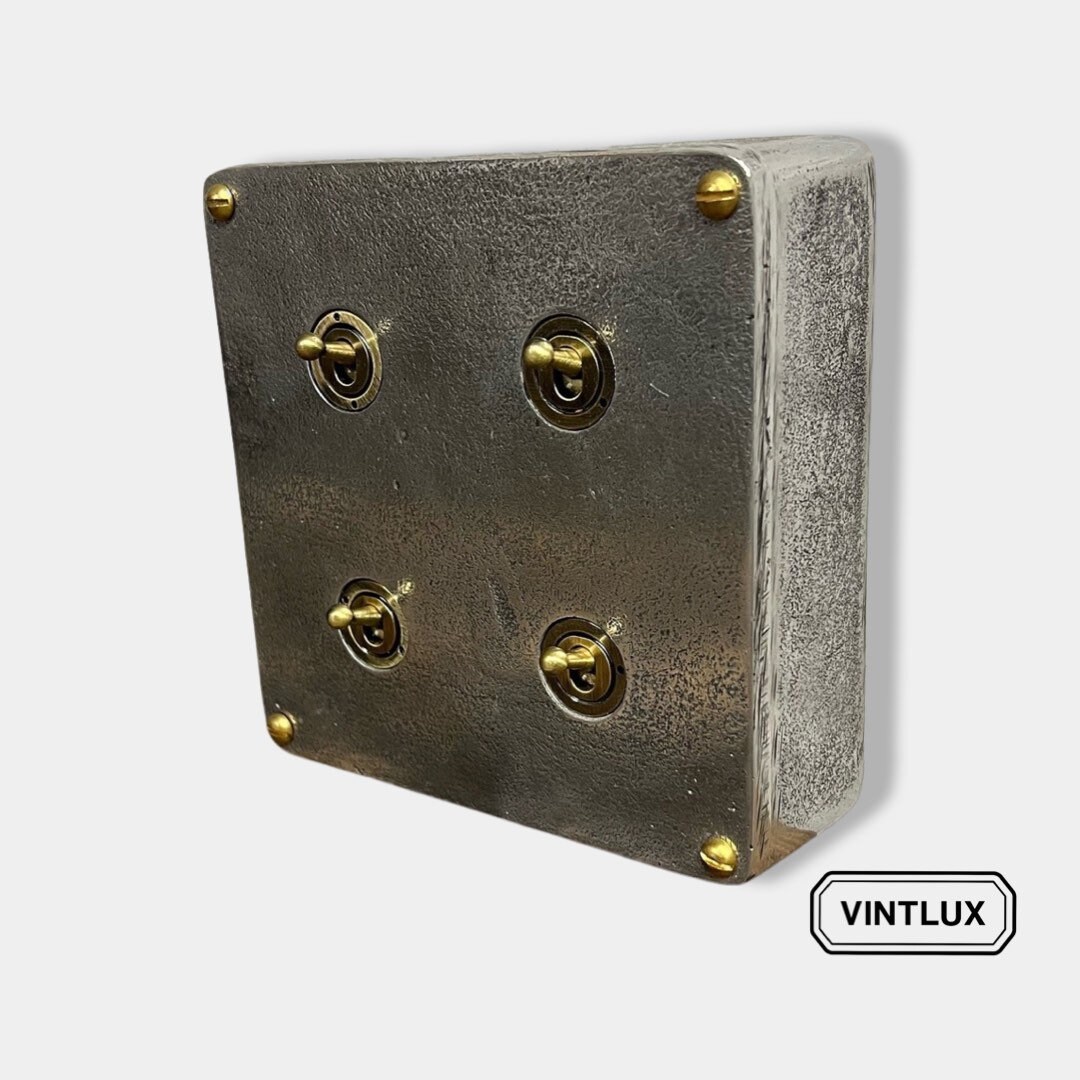 4 Gang 2 Way Solid Cast Metal Conduit Light Switch Industrial BS EN