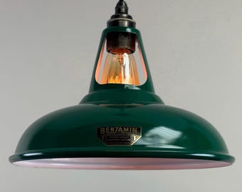 Cawston - Original Green Slotted Lampshade Pendant Set Light *Factory Second* - 11 Inch