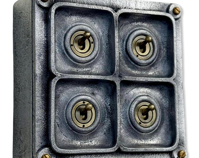 4 Gang 2 Way Solid Cast Metal Conduit Light Switch Industrial