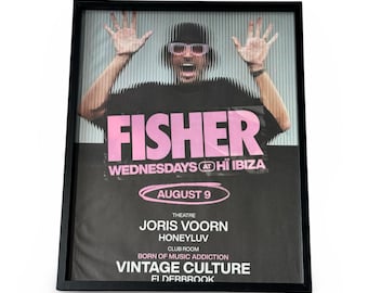 Fisher ~ Genuine Ibiza Framed Dj Artwork | Hi Ibiza | Luxury Black Frame