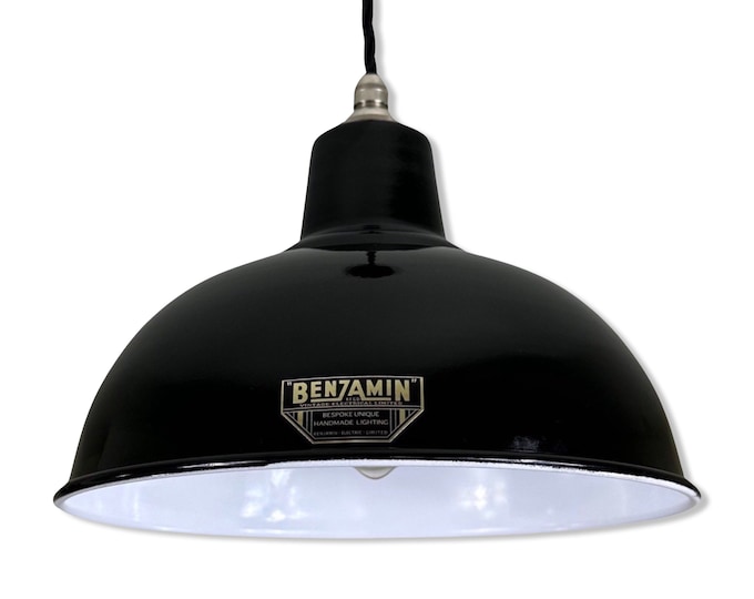 Salthouse ~ Midnight Black Dome Lampshade Pendant Set Light ~ 10 Inch