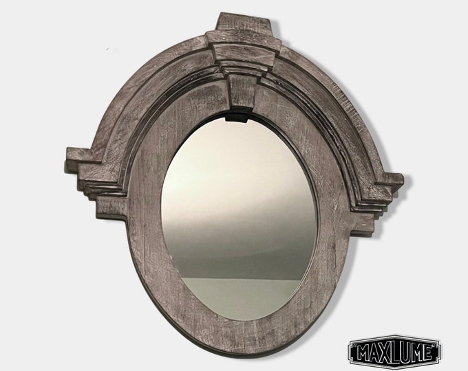 Maxlume ~ Mansard Arched Oval Mirror | Solid Wooden White Washed | Mango Wood | Gift Idea
