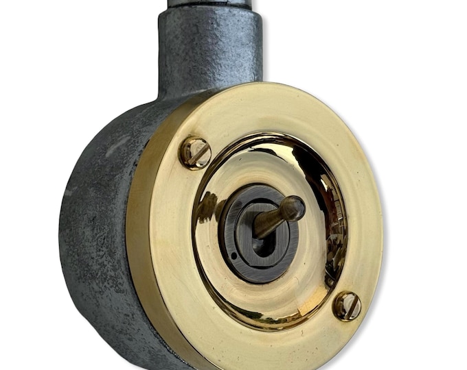 Single Gang Solid Brass Cast Conduit Metal Light Switch Industrial 2 Way - Vintage Crabtree Style