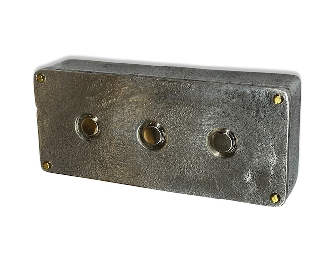 Momentary 3 Gang Solid Cast Metal Conduit Light Switch Industrial - BS EN Approved Vintage Crabtree 1950’s Style