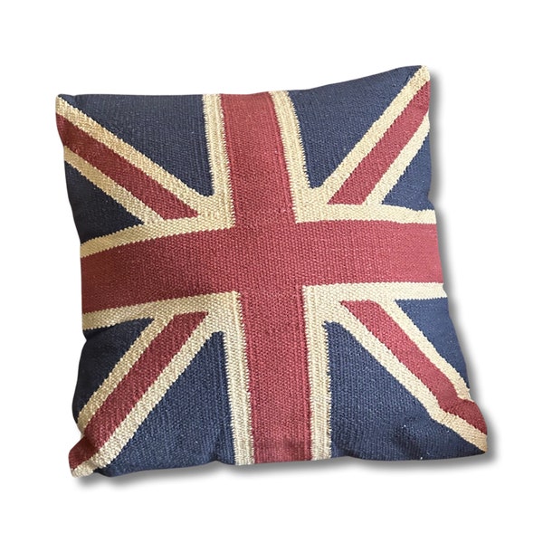 Luxury Hand Crafted Union Jack Flag Large 18 x 18 Cushion | Great Britain | Vintage Style | Man Cave Pillow by Maxlume