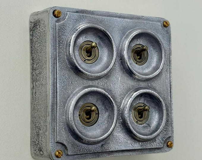 4 Gang 2 Way Solid Cast Metal Conduit Light Switch Industrial