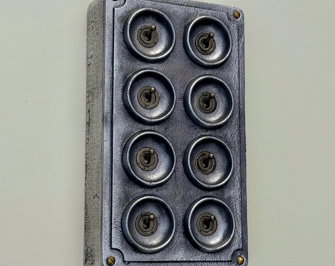 8 Gang 2 Way Solid Cast Metal Conduit Toggle Light Switch Industrial