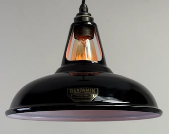 Cawston - Midnight Black Slotted Lampshade Pendant Set Light *Factory Second* - 11 Inch