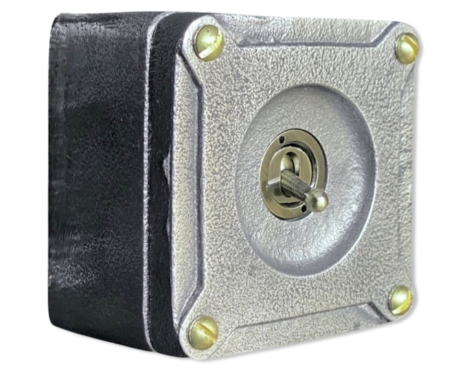 Single Gang 2 Way Conduit Surface Mounting Light Switch Solid Cast Metal Industrial ~ BS EN Approved Vintage Britmac Style