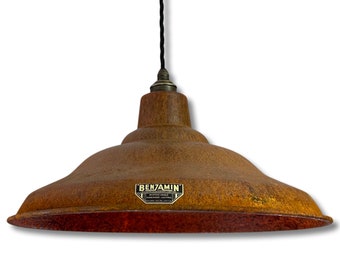 Bawsey ~ Rusted Solid Steel Lampshade Pendant Ceiling Light ~ 16 Inch