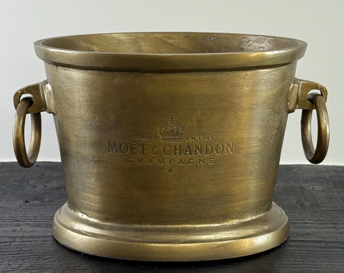 Moët & Chandon Antique Brass Great Gatsby ~ Solid Cast Engraved Champagne Ice Bucket | Wine Cooler