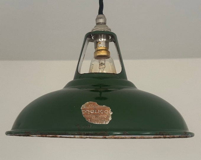 Geniune Green Solid Coolicon 1932 Lamp Shade Pendant Set Light 11 Inch | Ceiling Dining Room | Kitchen Table | Vintage Filament Bulb