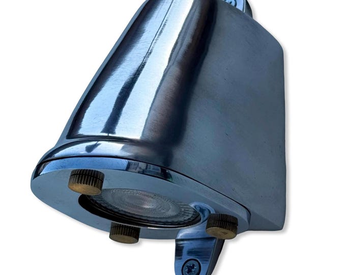 Holt ~ Polished Aluminium | Mast Down Light Industrial Ship Sconce Marine Bulkhead Hand Crafted Wall Nautical Passage Way Philips 3.8W LED