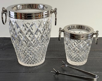 Luxury 3 Piece Solid Glass Hand Cut Engraved Wine & Champagne Ice Cooler