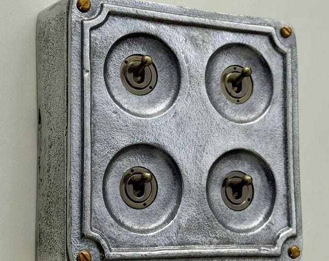 4 Gang 2 Way Solid Cast Metal Conduit Light Toggle Switch | Surface Mounted