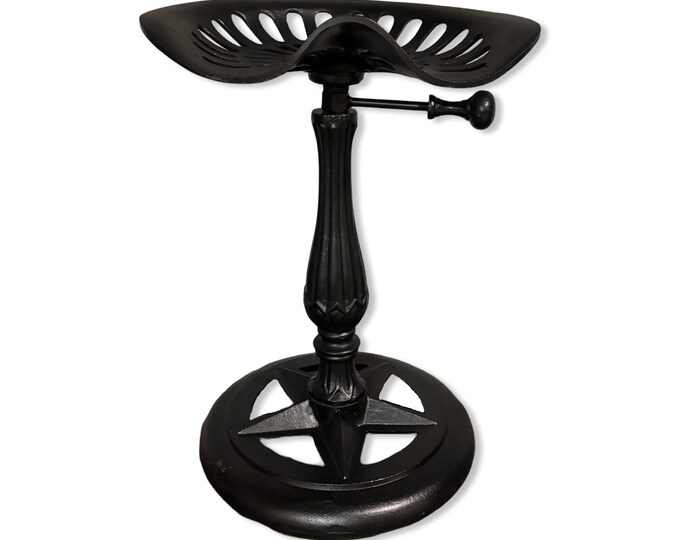 Black Tractor Seat Industrial Solid Bar Stool | Vintage Style | Solid Cast Metal | Floor Standing