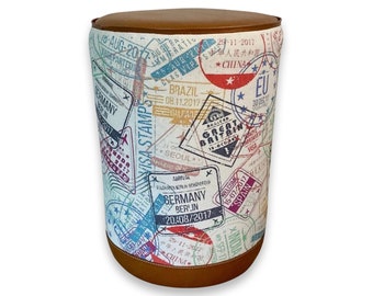 Maxlume ~ ‘Wanderlust’ Pouf Solid Base Tan Genuine Leather | Vintage Style | Floor Standing | Man Cave Foot Stool