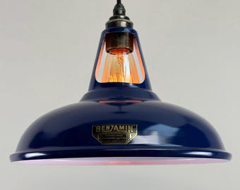 Cawston - Royal Blue Slotted Lampshade Pendant Set Light *Factory Second* - 11 Inch