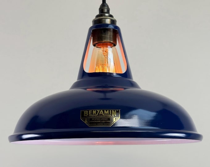 Cawston - Royal Blue Slotted Lampshade Pendant Set Light *Factory Second* - 11 Inch