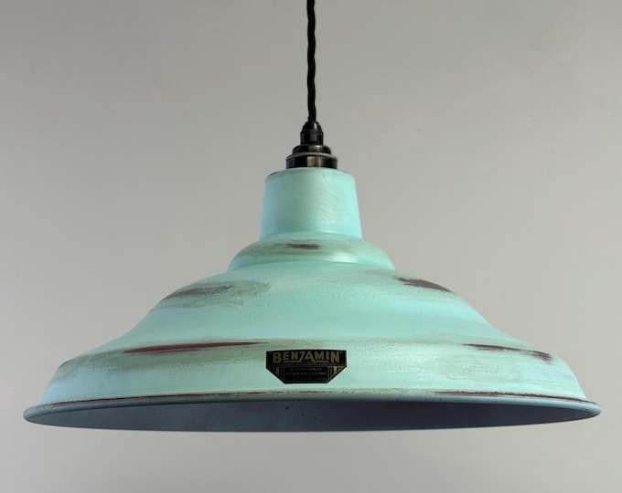 Bawsey ~ Copper Verdigris Lampshade Pendant Ceiling Light ~ 16 Inch