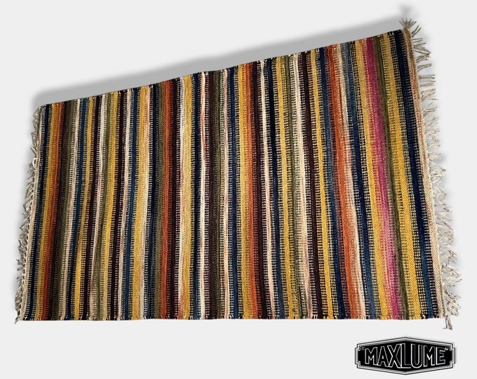 Hand Knotted Reversible Flat Weave Pure Wool Colourful Kilim Woollen Rug 3ft x 5ft