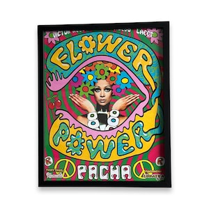 Flower Power ~ Genuine Pacha Ibiza Framed Dj Artwork | Luxury Black Frame