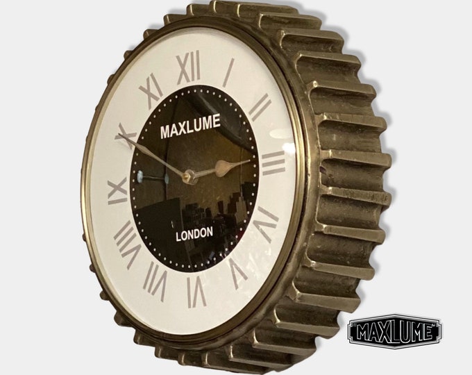 Maxlume ~ Crank Solid Cast Industrial Clock Nautical