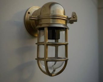 Happisburgh ~ Raw Solid Brass Sconce Swan Neck Ship Marine Outdoor Bulkhead Wall Light Nautical