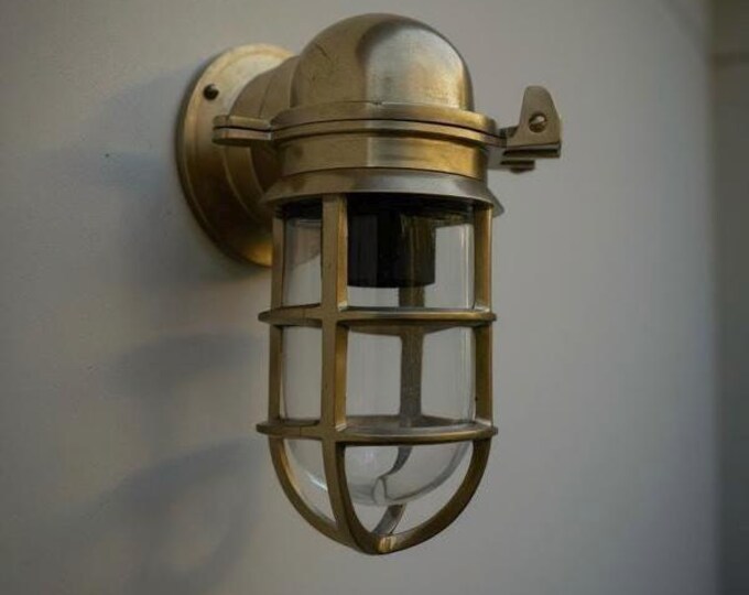 Happisburgh ~ Raw Solid Brass Sconce Swan Neck Ship Marine Outdoor Bulkhead Wall Light Nautical
