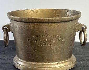 Antique Brass Great Gatsby ~ Solid Cast Engraved Champagne Ice Bucket | Wine Cooler