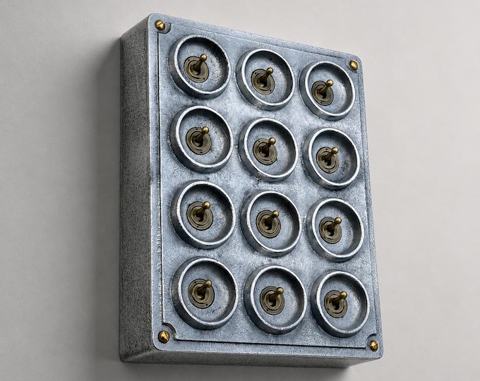 12 Gang 2 Way Cast Aluminium Industrial Toggle Switch Light Panel