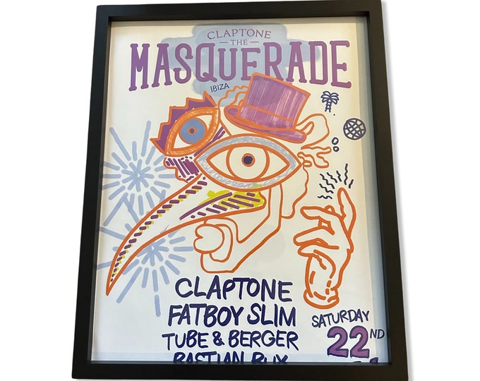 Masquerade ~ Genuine Official Pacha Ibiza Framed Dj Artwork Travel Poster | Luxury Black Frame