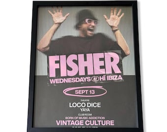 Fisher ~ Genuine Ibiza Framed Dj Artwork | Hi Ibiza | Luxury Black Frame