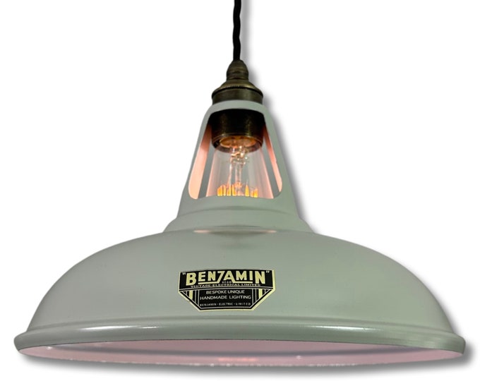 Cawston - Original Grey Slotted Lampshade Pendant Set Light *Worn* - 11 Inch