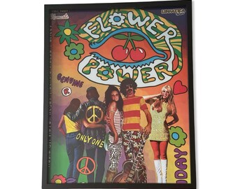 Flower Power ~ Genuine Pacha Ibiza Framed Dj Artwork | Luxury Black Frame