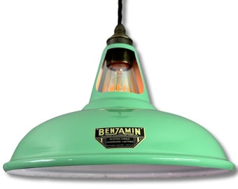 Cawston ~ Fresh Green Solid Shade Slotted Design Pendant Set Light ~ 11 Inch